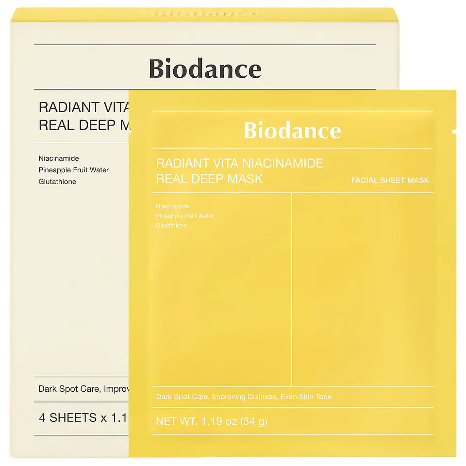 Radiant Vita Niacinamide Real Deep Mask – Brightening Dull Skin & Dark Spot Care * 4 masks 1