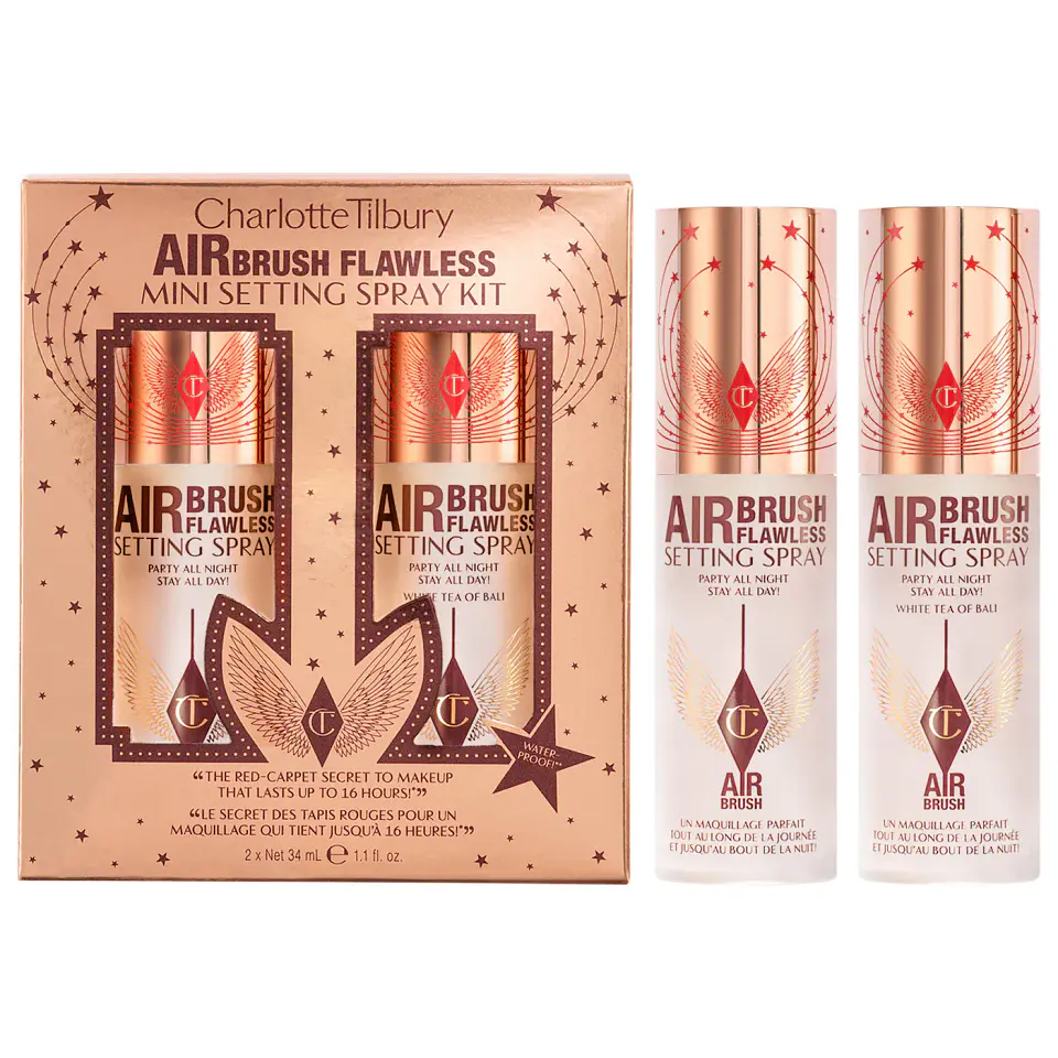 Mini Airbrush Flawless Hydrating & Waterproof Setting Spray Duo Gift Set 1