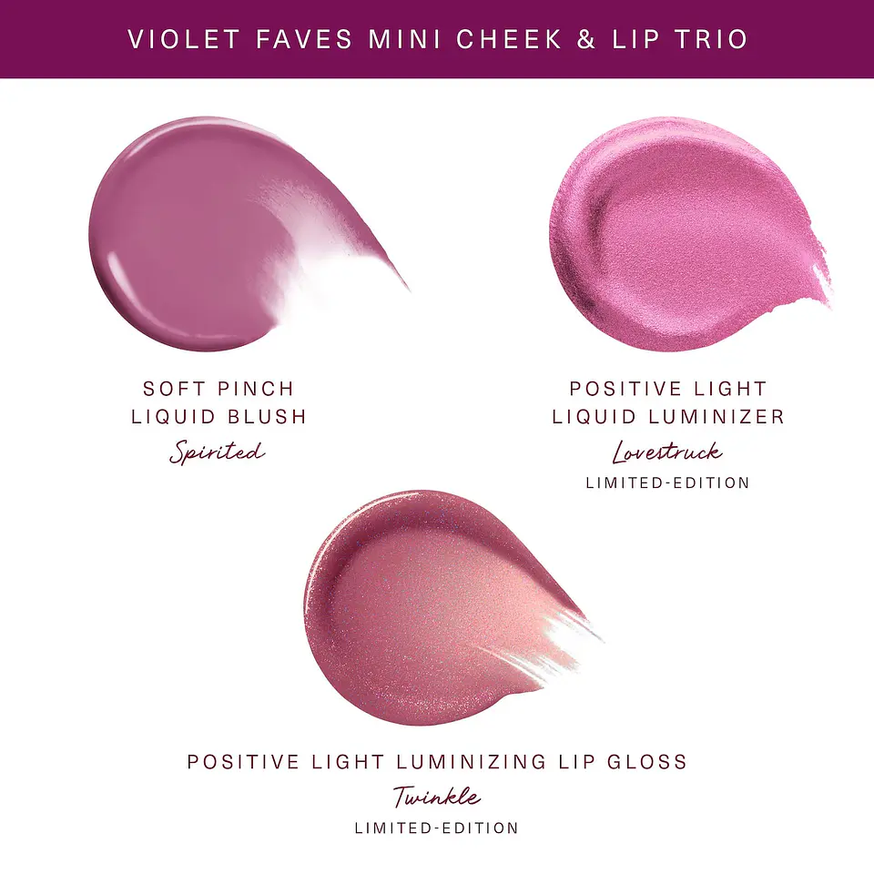 Set de regalo de maquillaje Mini Cheek and Lip Trio de Violet Faves 11