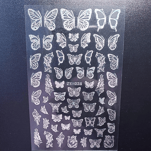 STICKERS MARIPOSA HOLO PLATA #036