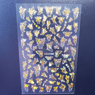 STICKERS MARIPOSA HOLO DORADO #038