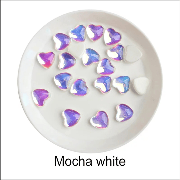 Corazones 8mm (10 piezas) Mocha White