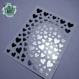 Stickers Corazones Plata