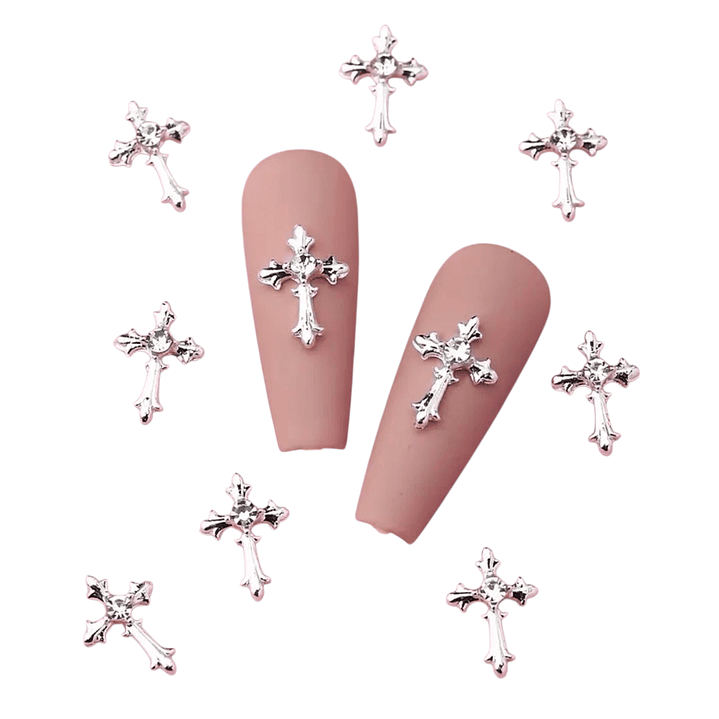 Dijes Cruces Plateadas 10 unidades #6