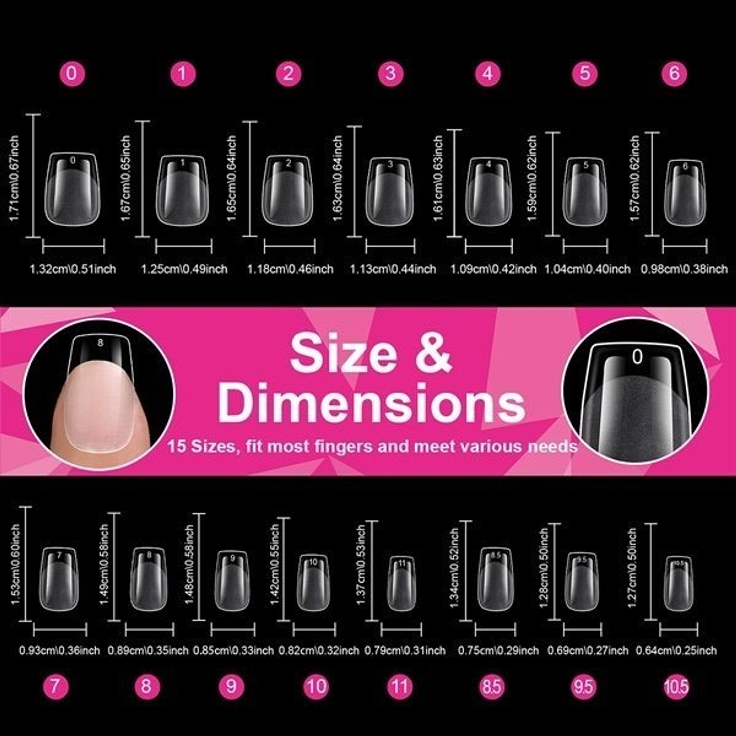 Uñas Soft Gel Extra Short Coffin 600pcs (Etiqueta Fucsia) 2