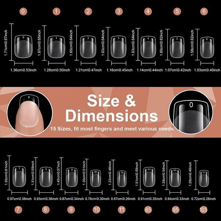 Uñas Soft Gel Extra Short Square  600pcs (Etiqueta Naranjo) 2