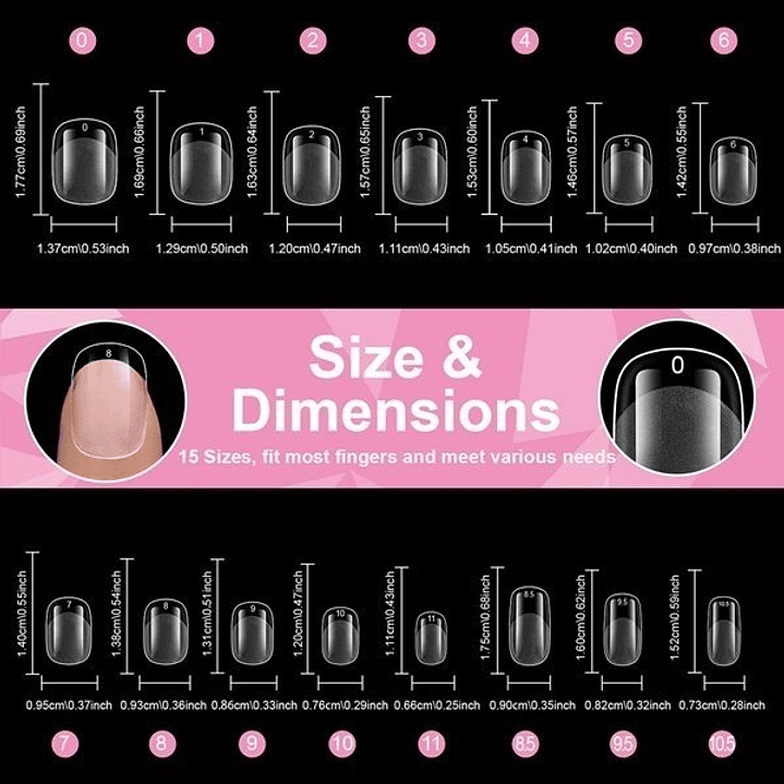 Uñas Soft Gel Short Square Round 600pcs (Etiqueta Rosado) 2