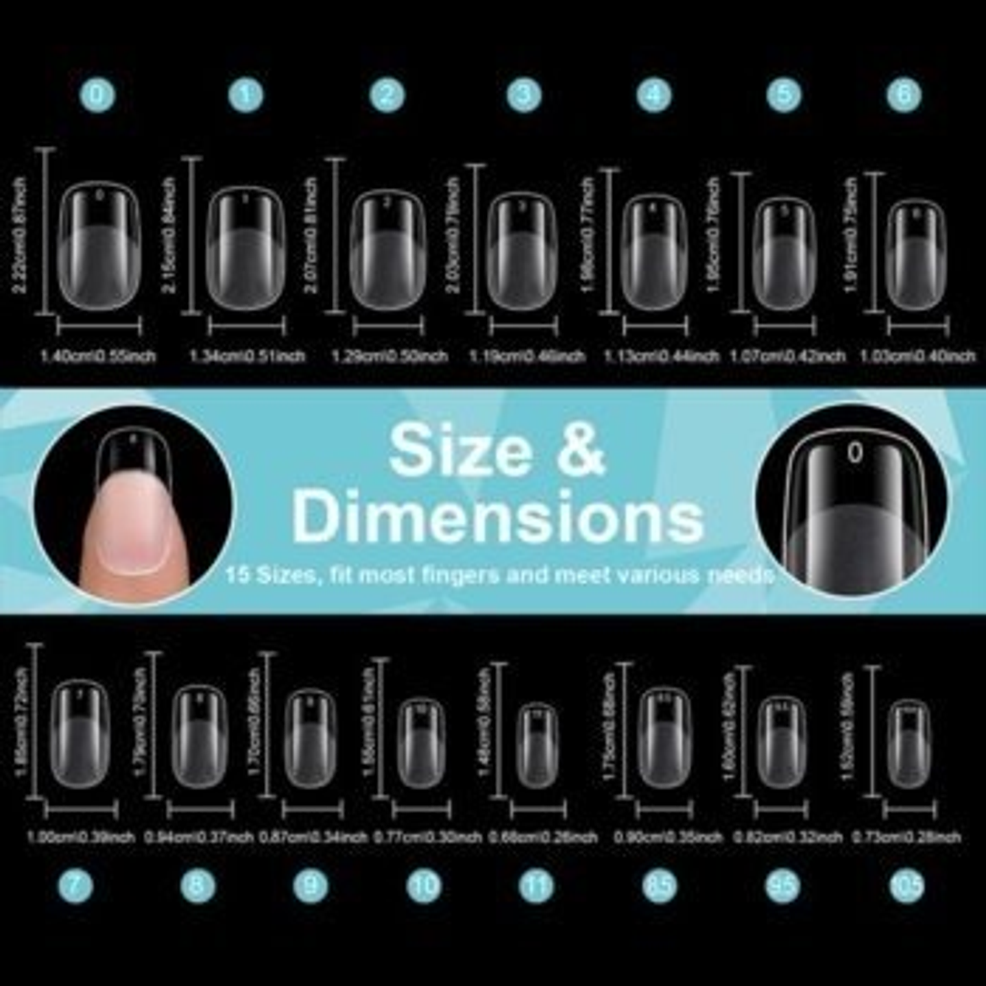 Uñas Soft Gel Medium Square Round 600pcs (Etiqueta Celeste) 2