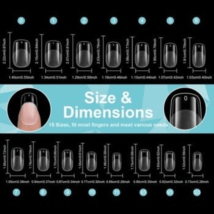 Uñas Soft Gel Medium Square Round 600pcs (Etiqueta Celeste) 2