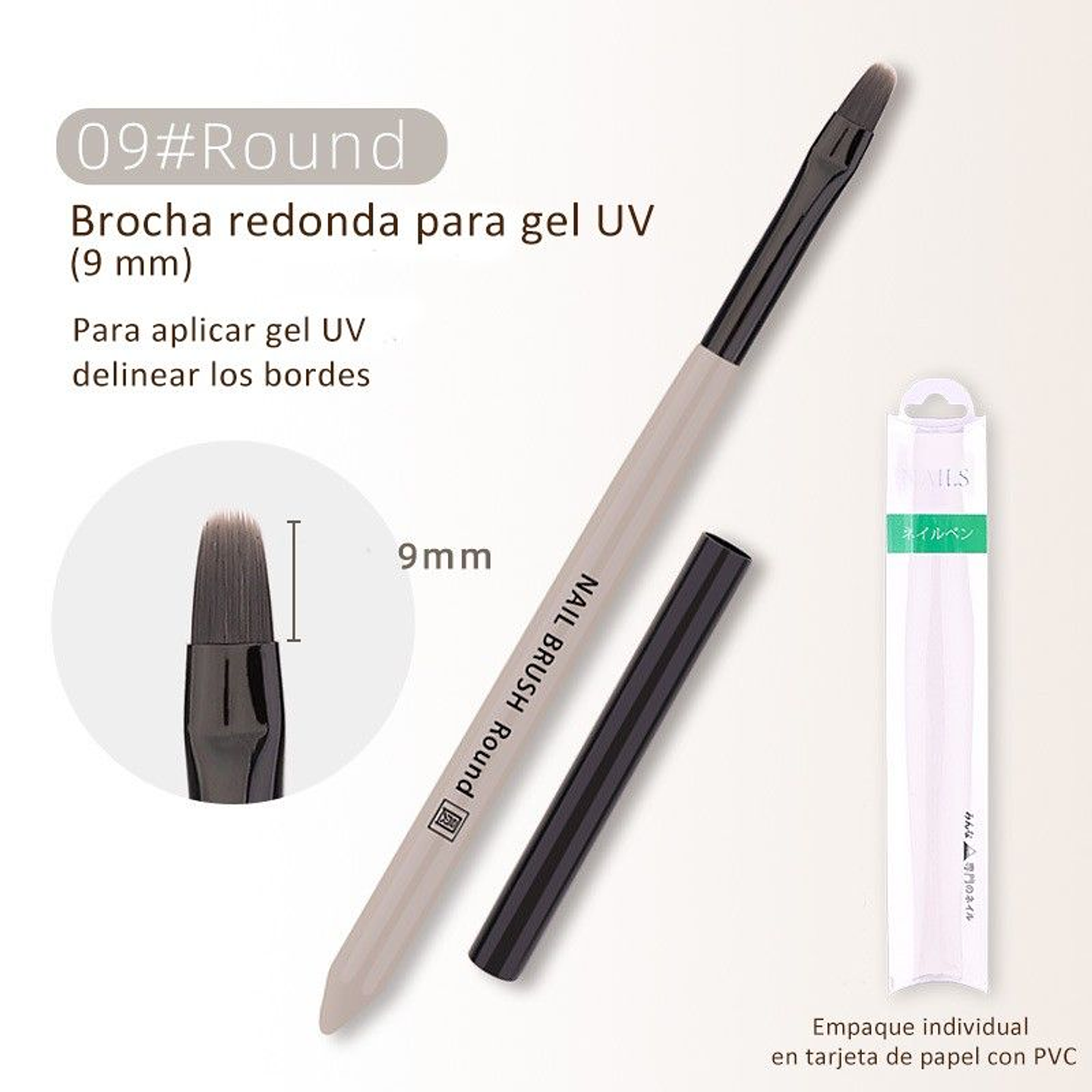 Pincel Round (9mm) Tapa Negra 
