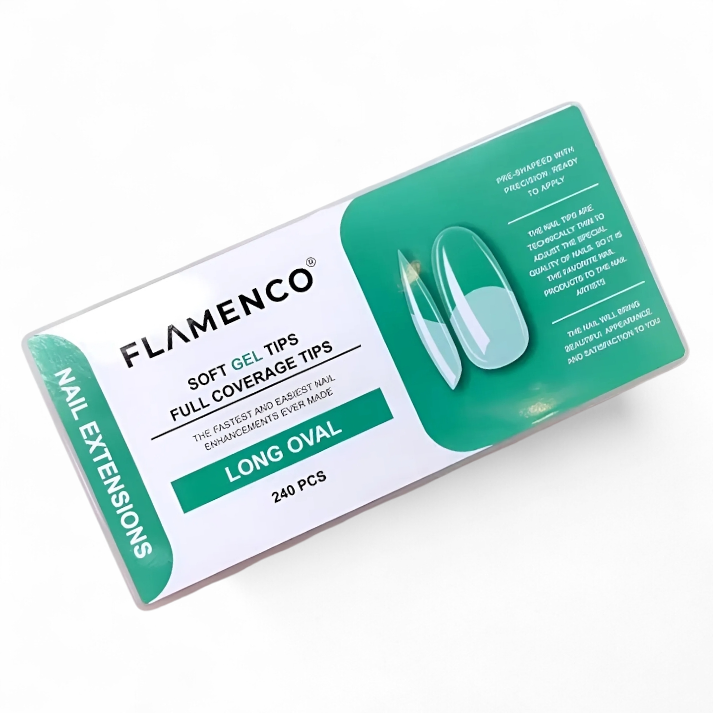 Uñas Soft Gel Long Oval Flamenco 240u (Caja Verde)