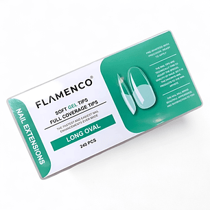 Uñas Soft Gel Long Oval Flamenco 240u (Caja Verde)