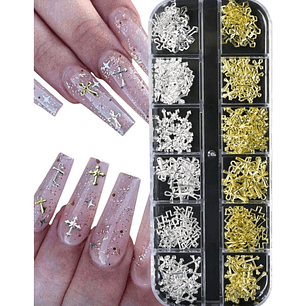 Caja Dijes Cruces Planas Gold Y Silver