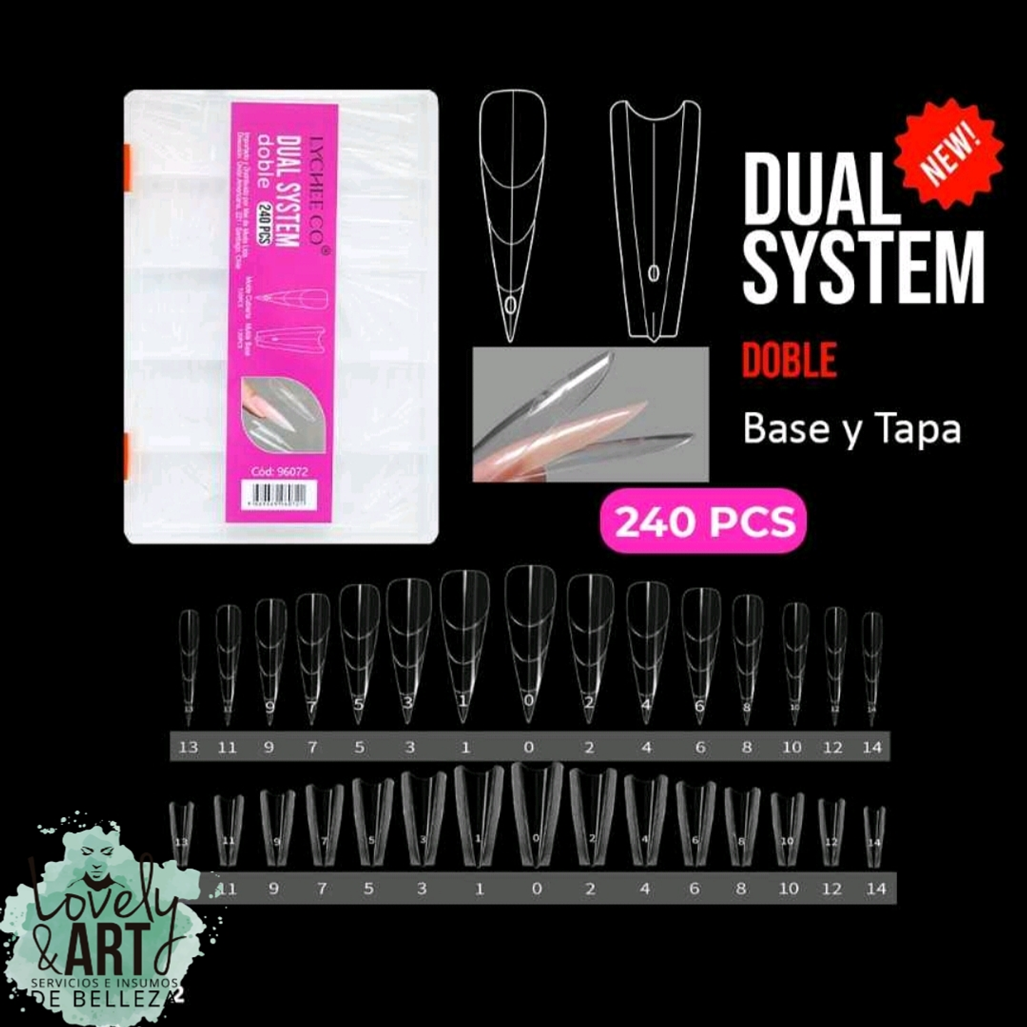 Dual System Doble Stiletto 240 Pcs (Etiqueta Rosada) 1