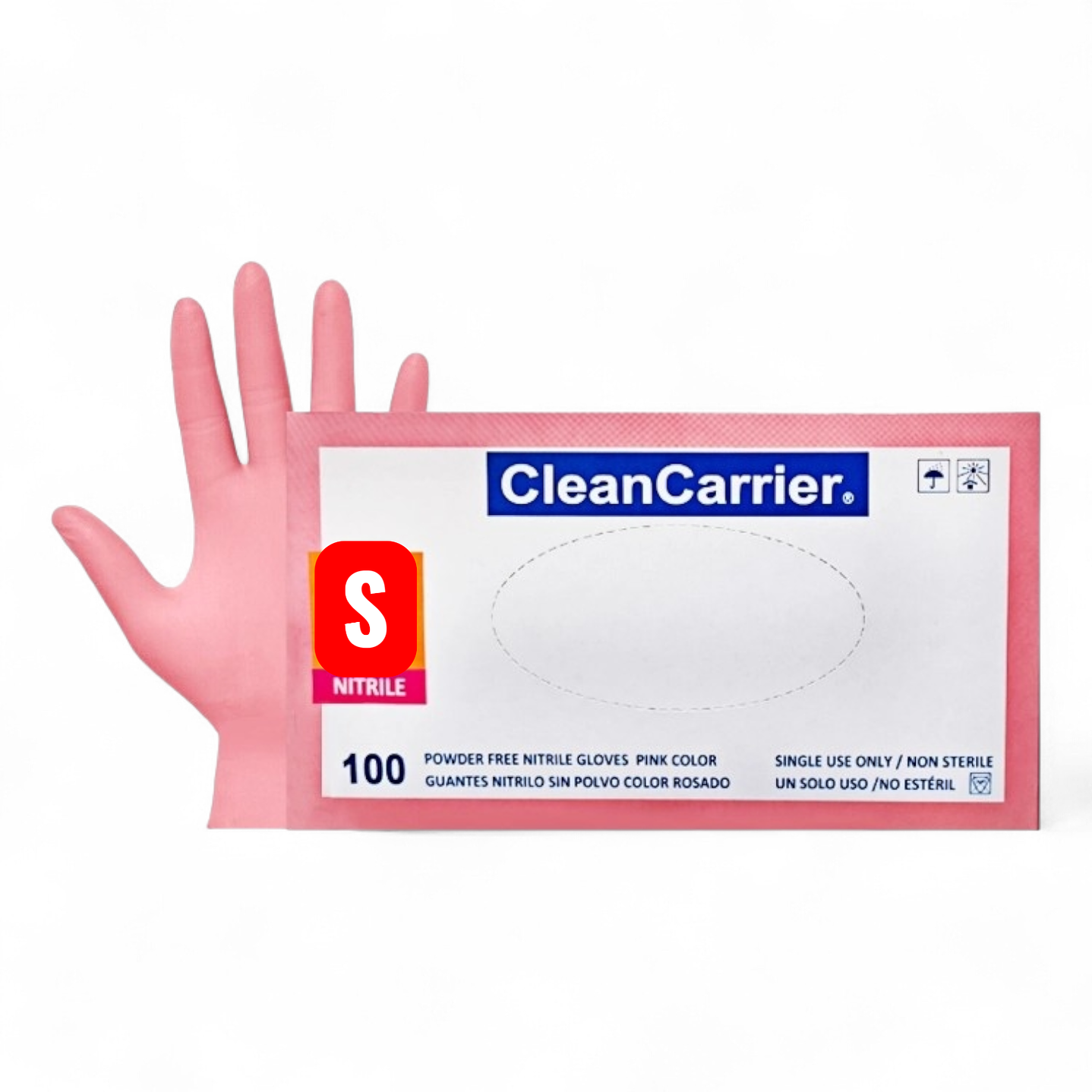 Guante Nitrilo Rosado CleanCarrier S