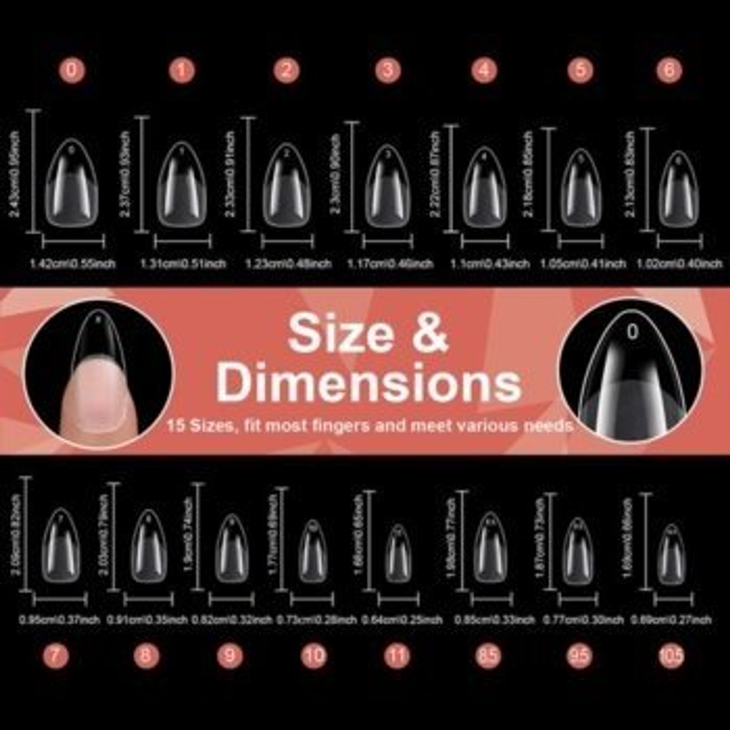 Uñas Soft Gel Medium Almond 600pcs (Etiqueta Naranja) 2