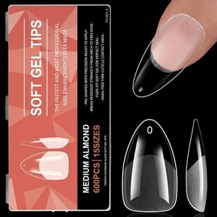 Uñas Soft Gel Medium Almond 600pcs (Etiqueta Naranja)