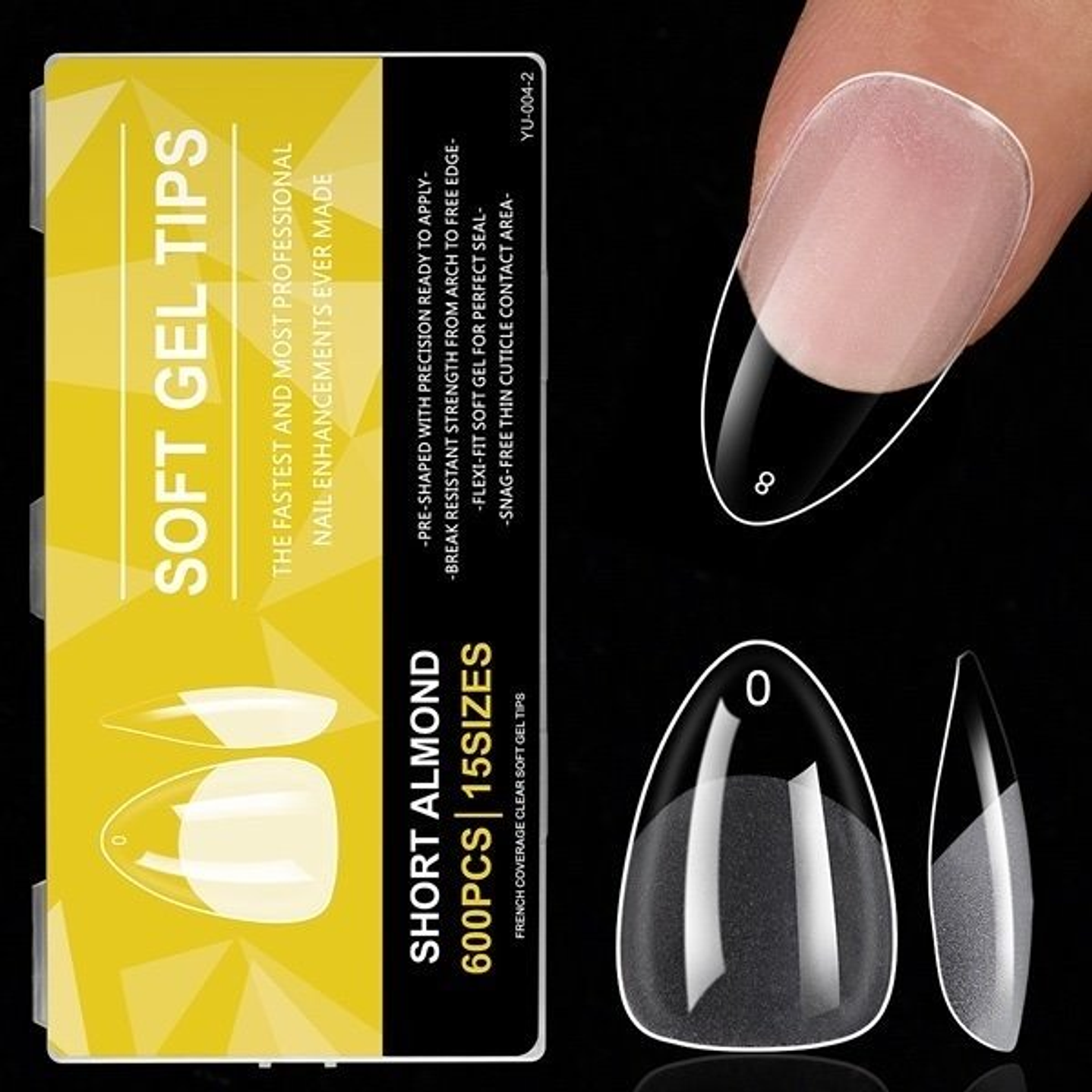 Uñas Soft Gel Short Almond 600pcs (Etiqueta Amarilla) 1