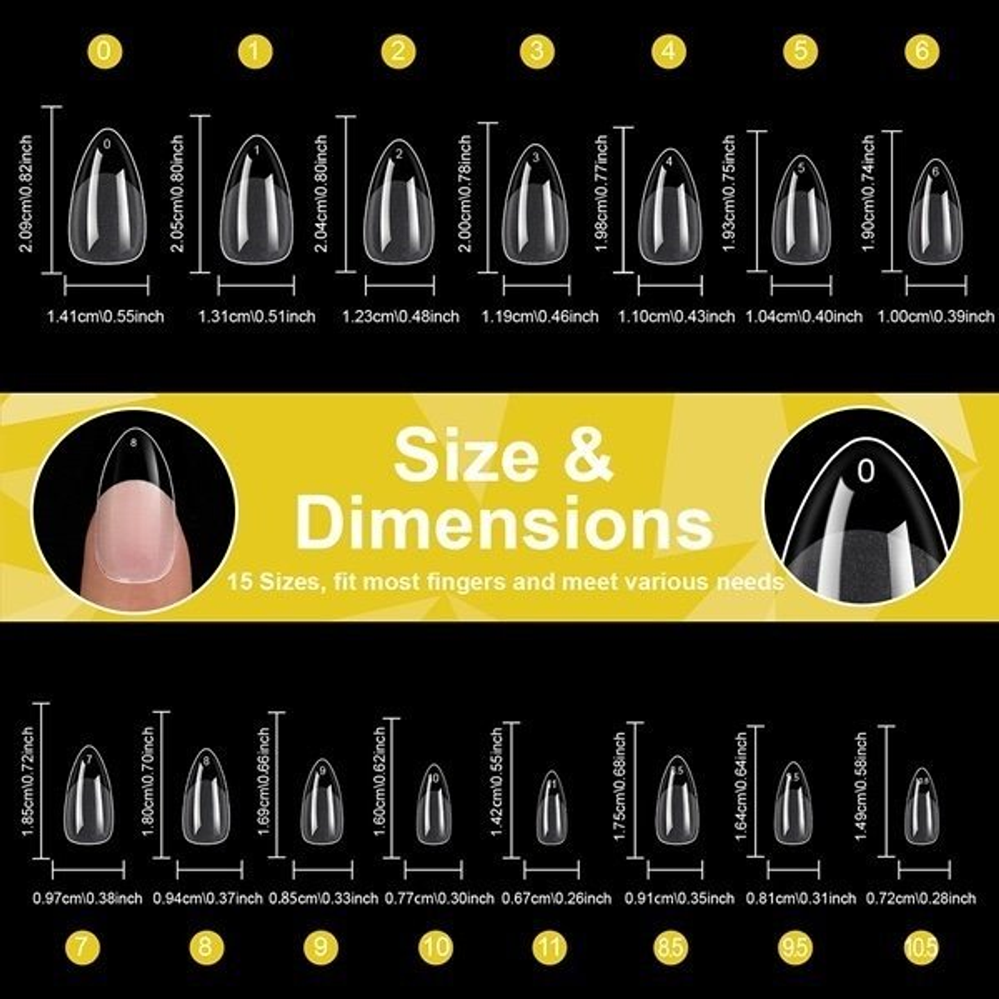 Uñas Soft Gel Short Almond 600pcs (Etiqueta Amarilla) 2