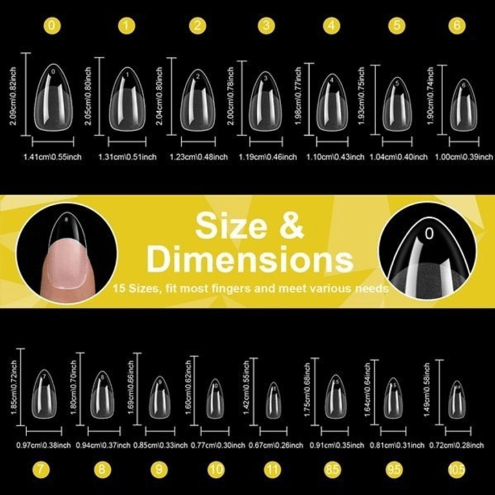 Uñas Soft Gel Short Almond 600pcs (Etiqueta Amarilla) 2