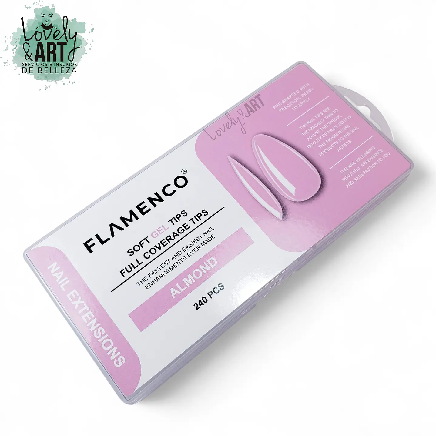 Uñas Soft Gel Almond Flamenco 240U (Caja Rosada)