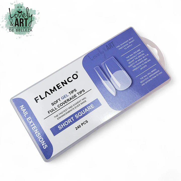 Uñas Soft Gel Short Square Flamenco 240u (Caja Lavanda)