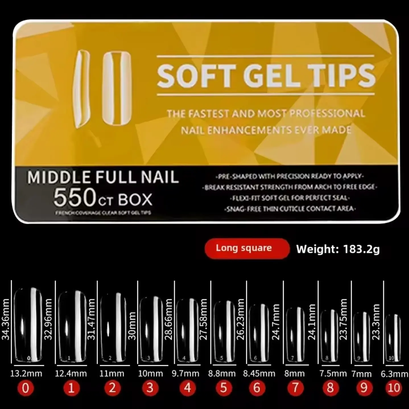 Uñas Soft Gel Middle Full Nail (Caja Mostaza