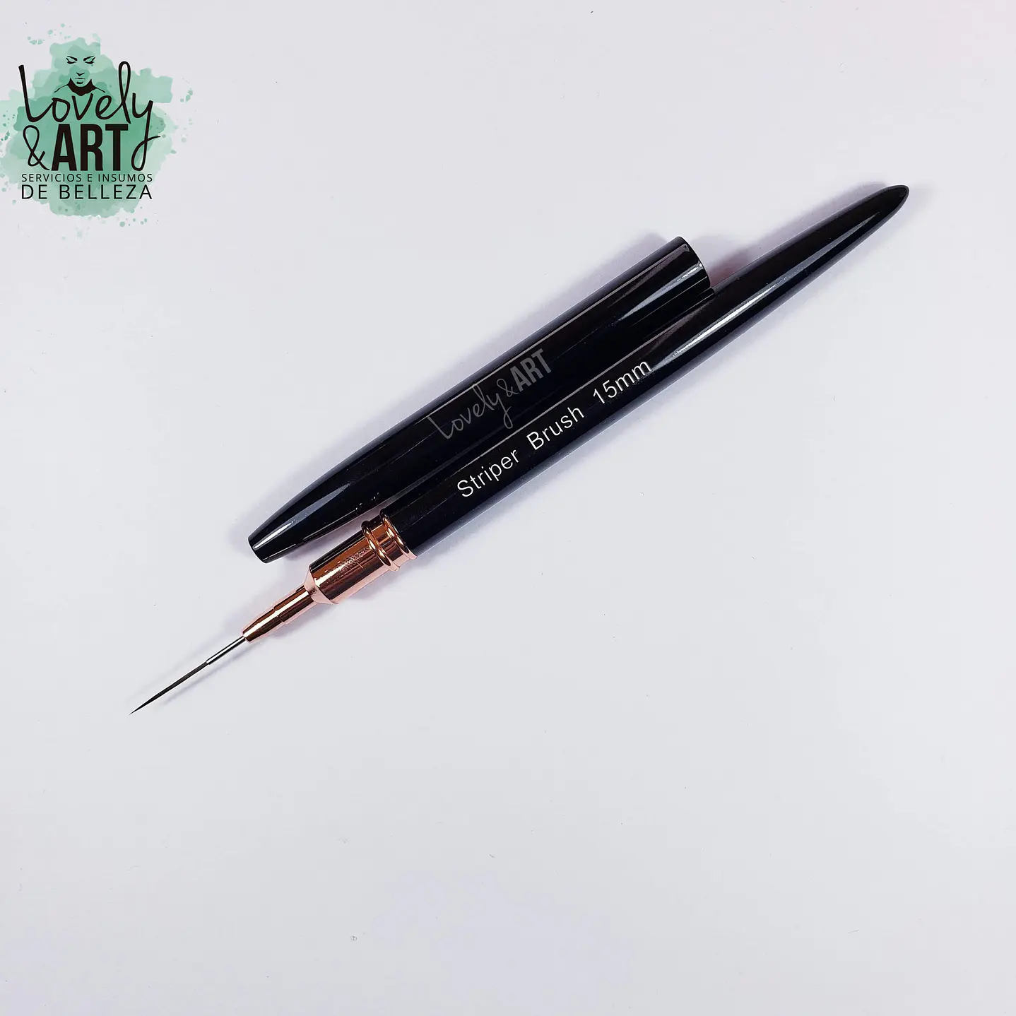 Pincel Liner 15mm con tapa Negro (Nail Brush)