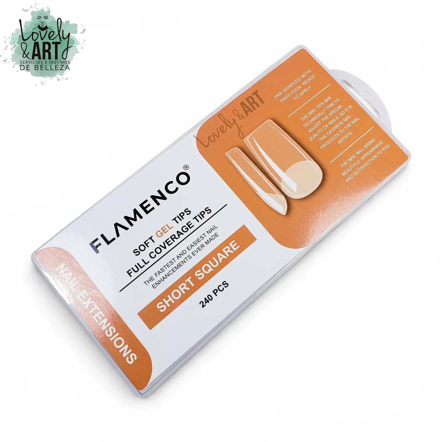 Uñas Soft Gel Short Square Flamenco 240u (Caja Naranja)