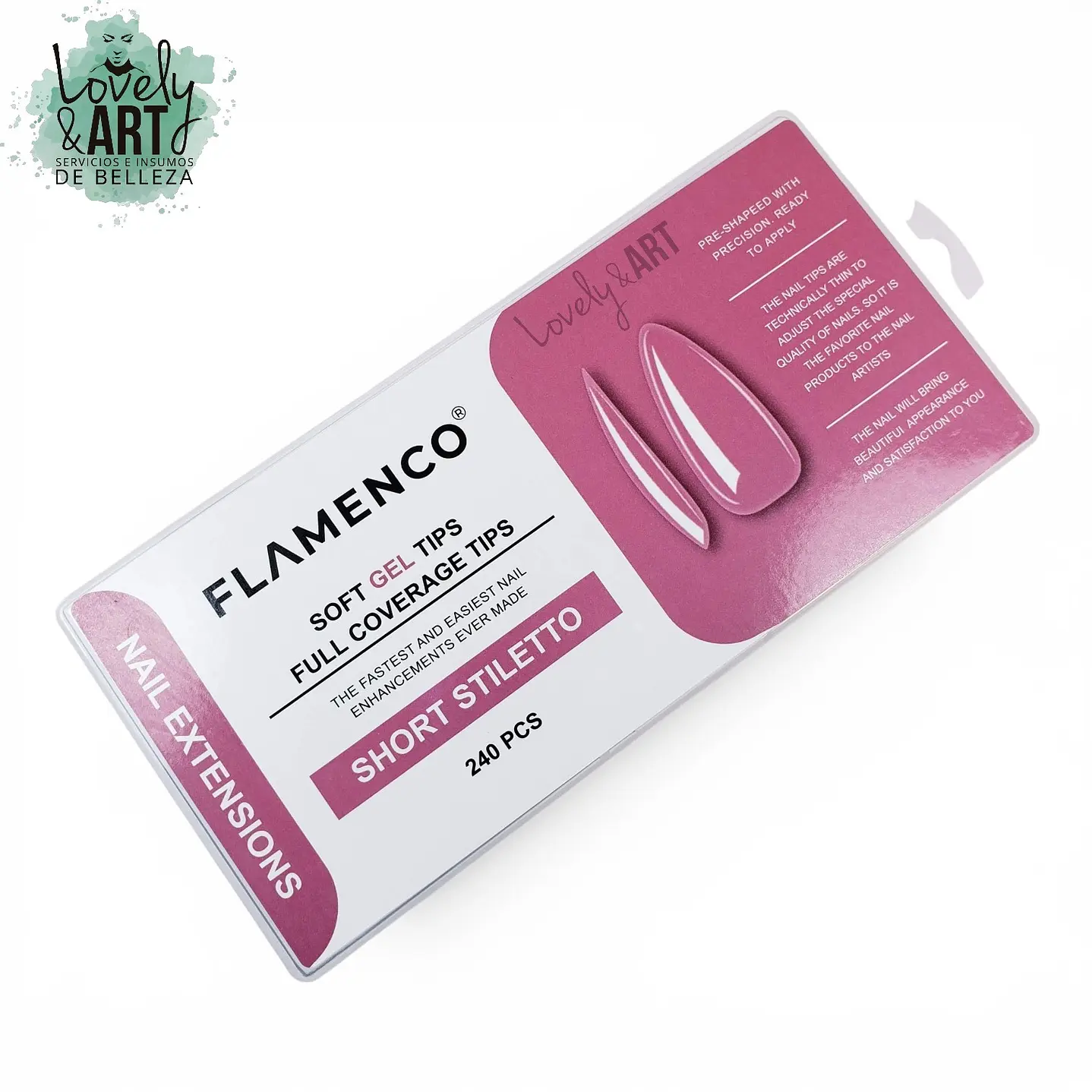 Uñas Soft Gel Short Stiletto Flamenco 240u 