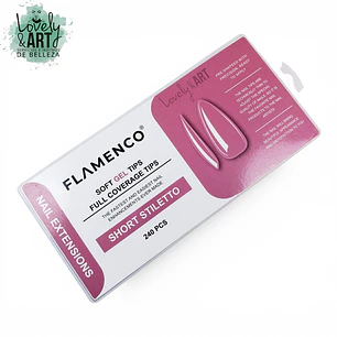 Uñas Soft Gel Short Stiletto Flamenco 240u 