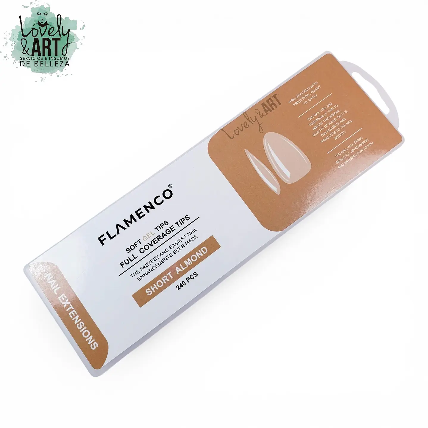 Uñas Soft Gel Short Almond Flamenco 240u (Caja Damasco Larga)