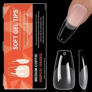 Uñas Soft Gel Medium Coffin 600pcs (Etiqueta Naranja)