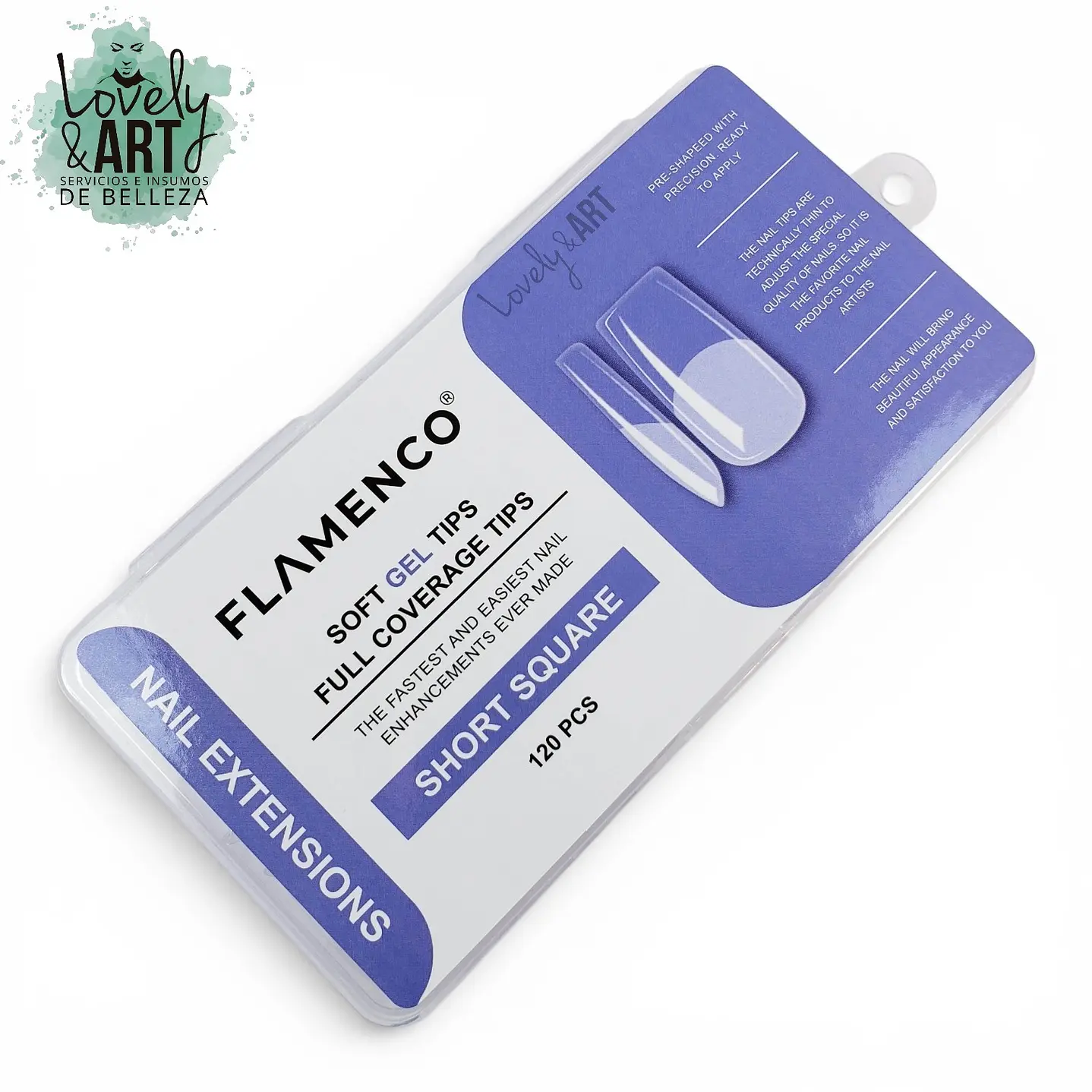 Uñas Soft Gel Short Square Flamenco (Caja Morada) 120U