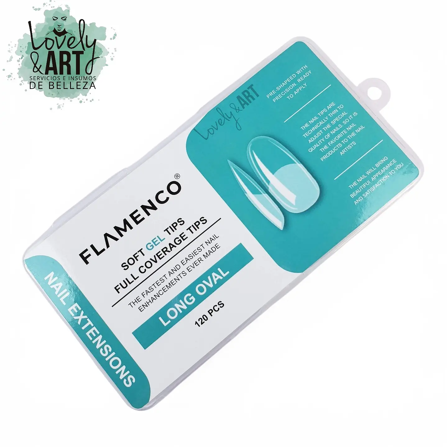 Uñas Soft Gel Long Oval Flamenco (Caja Verde) 120U