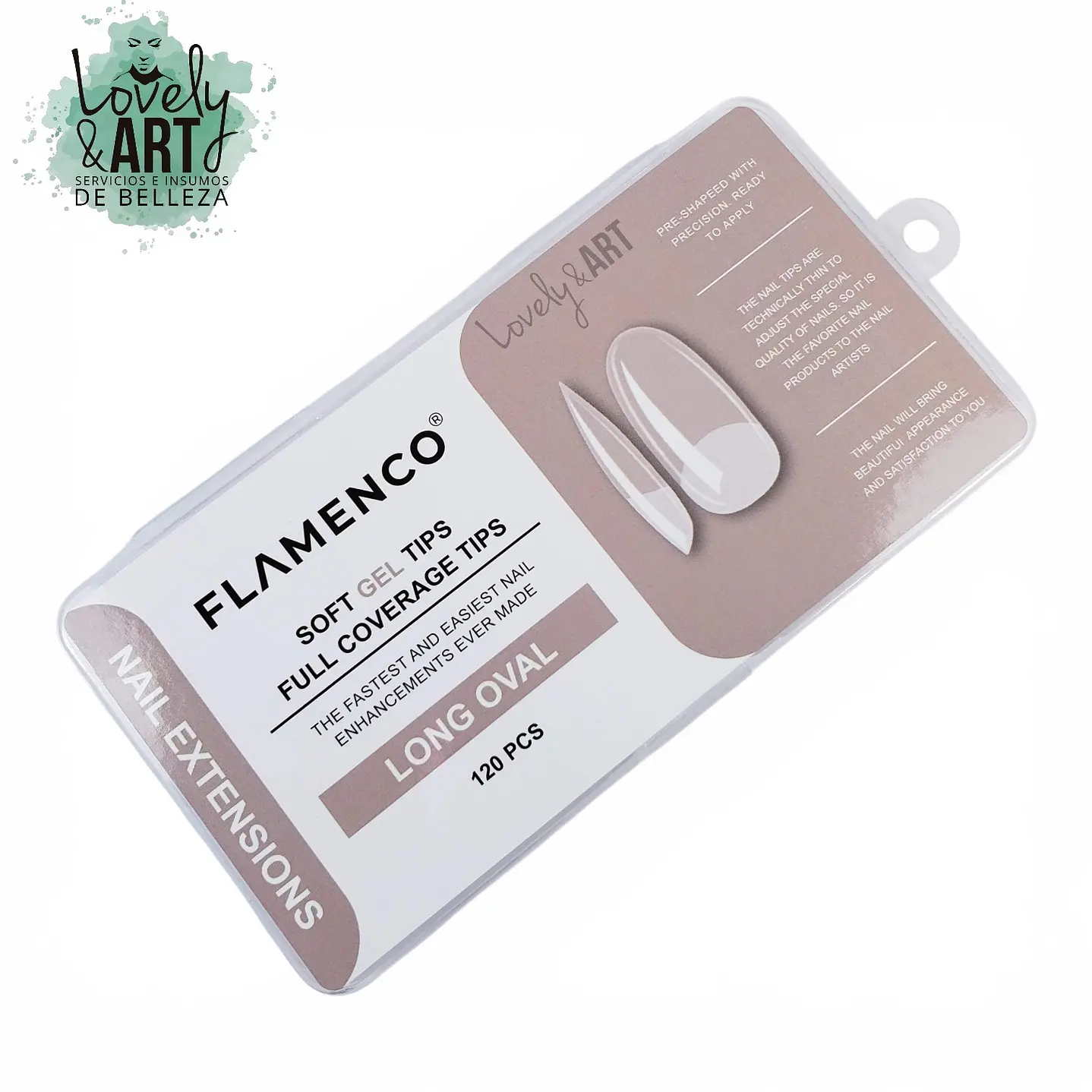 Uñas Soft Gel Long Oval Flamenco (Caja Nude) 120U