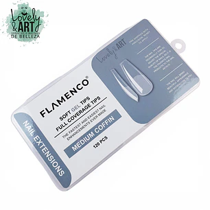 Uñas Soft Gel Medium Coffin Flamenco (Caja Gris) 120U