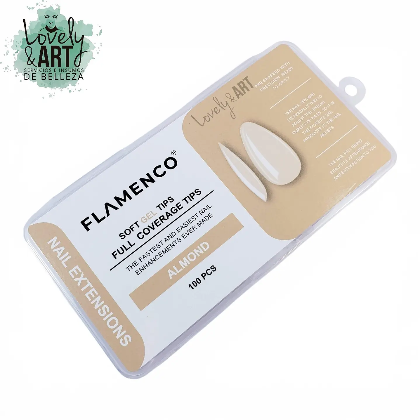 Uñas Soft Gel Almond Flamenco (Caja Beige) 100U