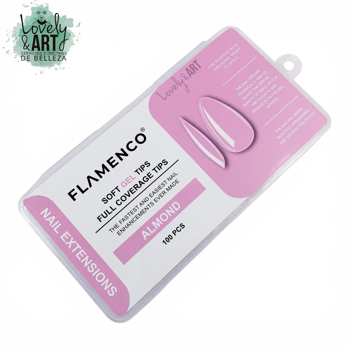 Uñas Soft Gel Almond Flamenco (Caja Rosada) 100U