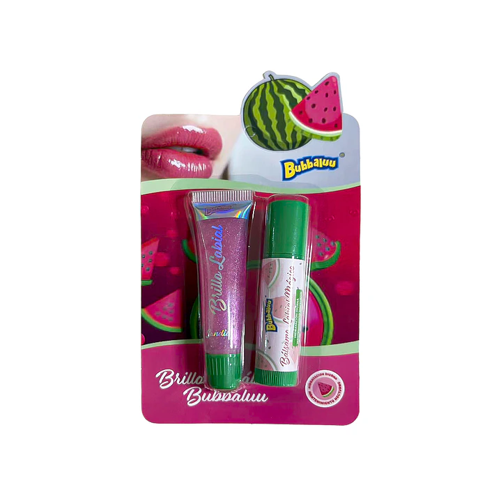 Pack de Brillo y Bálsamo Labial Sandia Bubbaluu 