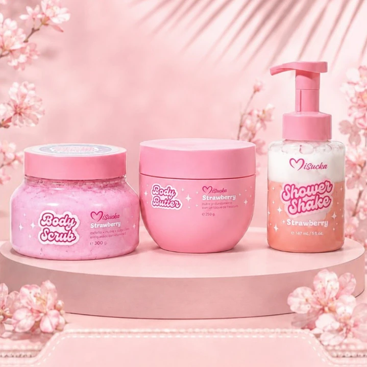 Pack Exfoliante, Crema y Jabón Espuma Strawberry Misucka