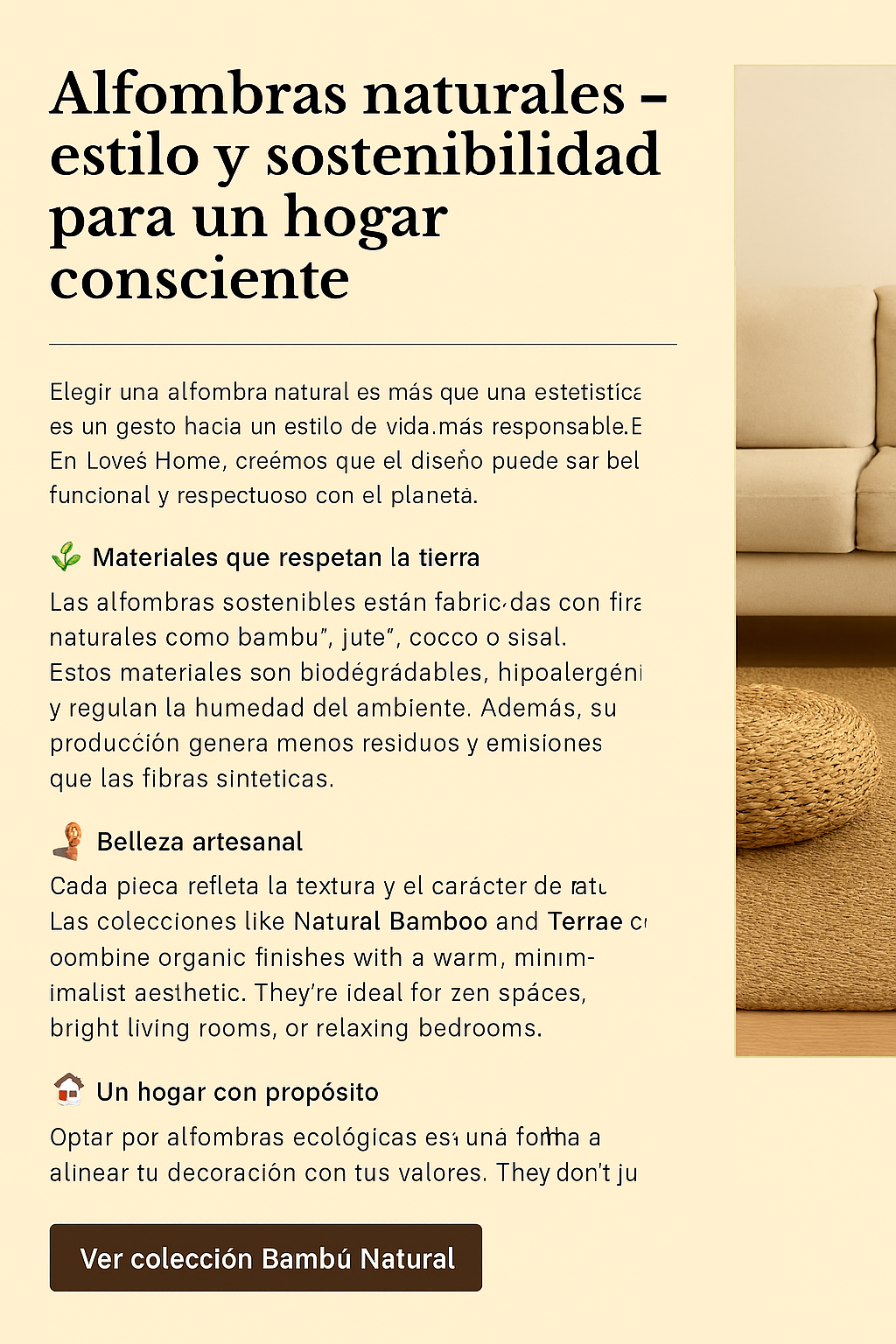  🌱 Artículo 5: Alfombras naturales — estilo y sostenibilidad para un hogar consciente