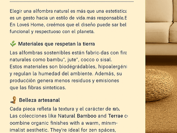  🌱 Artículo 5: Alfombras naturales — estilo y sostenibilidad para un hogar consciente