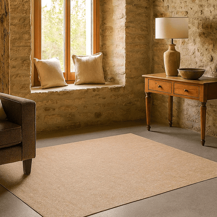 Alfombra de vinilo lavable antideslizante color beige salmón 12