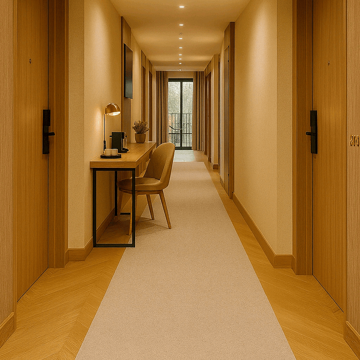 Alfombra de vinilo lavable antideslizante beige y blanca DB5151A  7