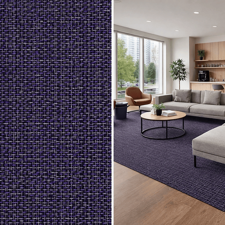 Alfombra vinílica DB5160A – Tejido gris, negro y morado | Lavable, antideslizante, acabado al corte 3