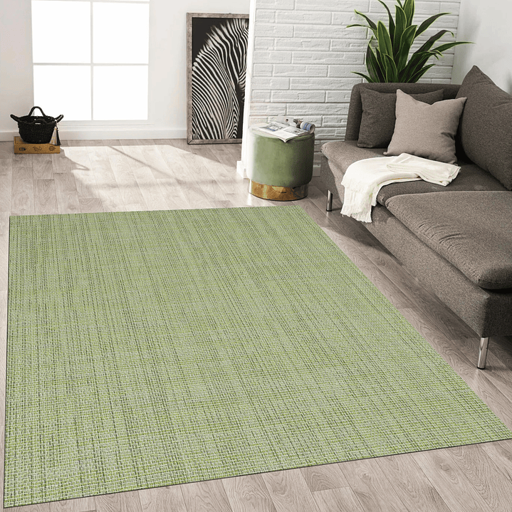 Alfombra vinílica DB5155A – Tejido verde y beige | Lavable, antideslizante, acabado al corte 8