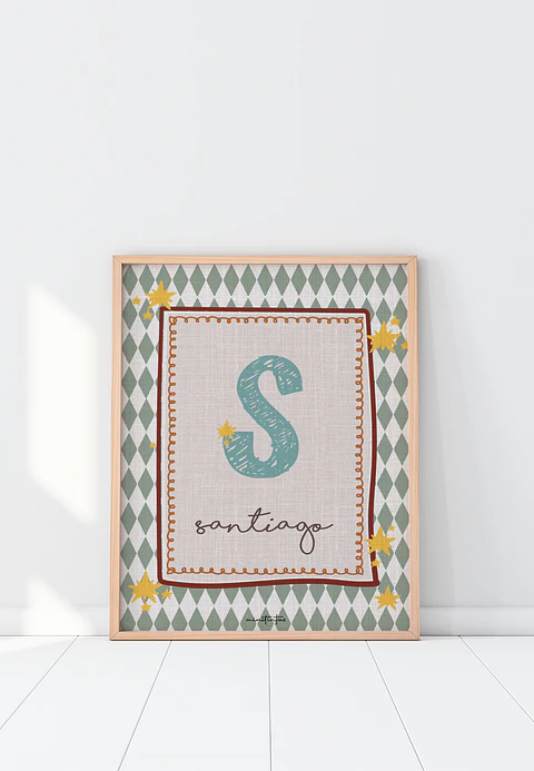 LAMINA DECORATIVA INFANTIL INICIALES CON NOMBRE 01 (personalizable)