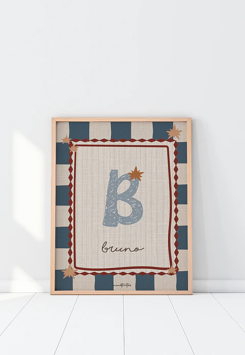 LAMINA DECORATIVA INFANTIL INICIALES CON NOMBRE 03 (personalizable)
