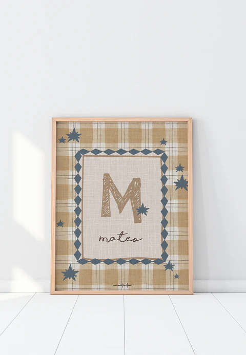 LAMINA DECORATIVA INFANTIL INICIALES CON NOMBRE 05 (personalizable)